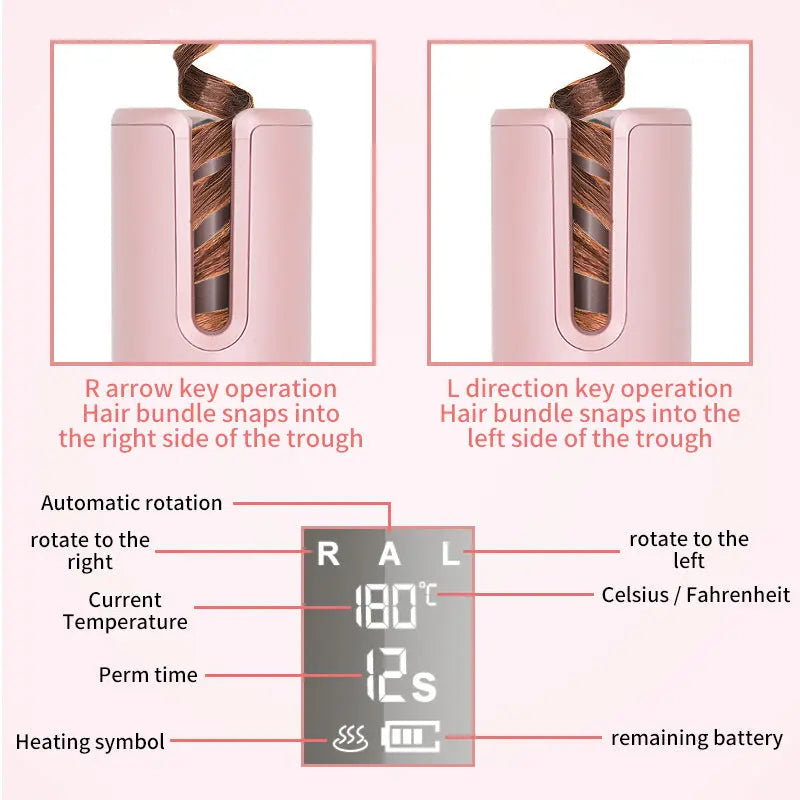 Wireless Automatic Curler USB  LCD Screen Ceramic Heating Anti-perm Curler cj