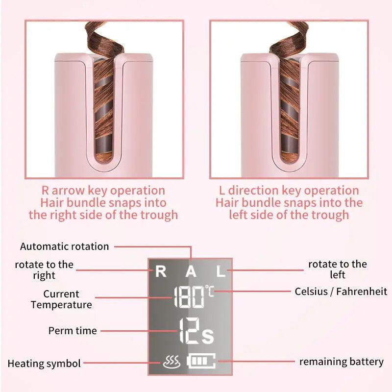 Wireless Automatic Curler USB  LCD Screen Ceramic Heating Anti-perm Curler cj