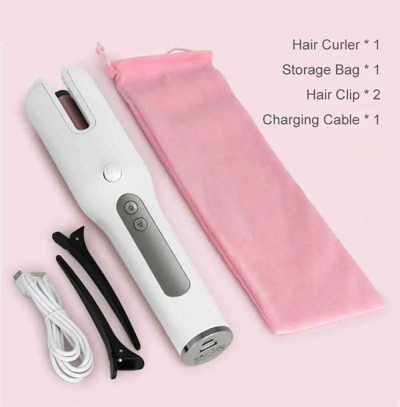 Wireless Automatic Curler USB  LCD Screen Ceramic Heating Anti-perm Curler SwV Wireless Automatic Curler Anti-perm Curling Iron Hair Curling Device Cordless Curling Tool Effortless Curls Hairstyling Innovation ShopWithVanny Curling Technology Haircare Gadgets Styling Convenience