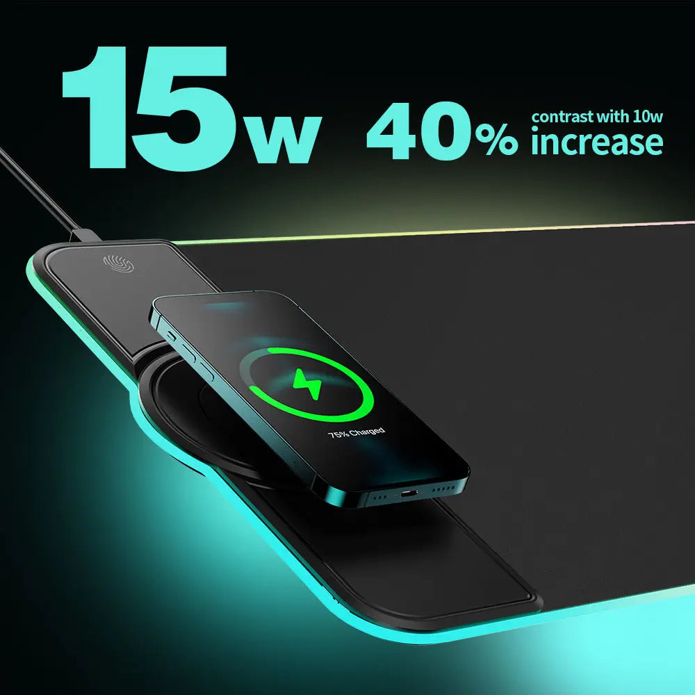 Wireless Charger RGB Mouse Pad Magnetic Suction Desktop Phone Holder cj