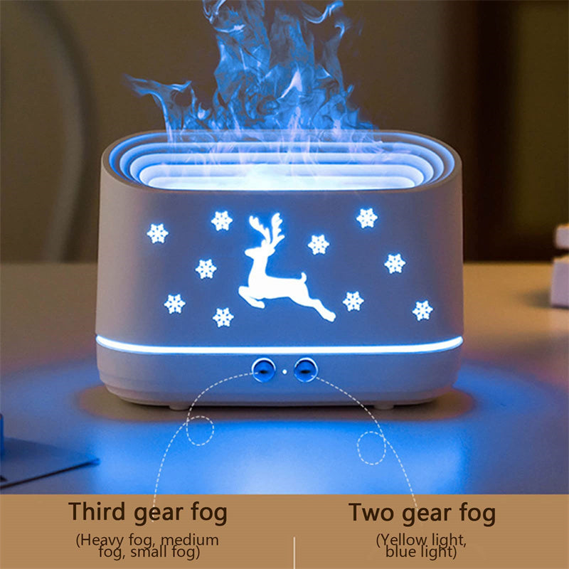 Elk Flame Humidifier Diffuser Mute Household Atmosphere Lamp Christmas Home Decorations cj