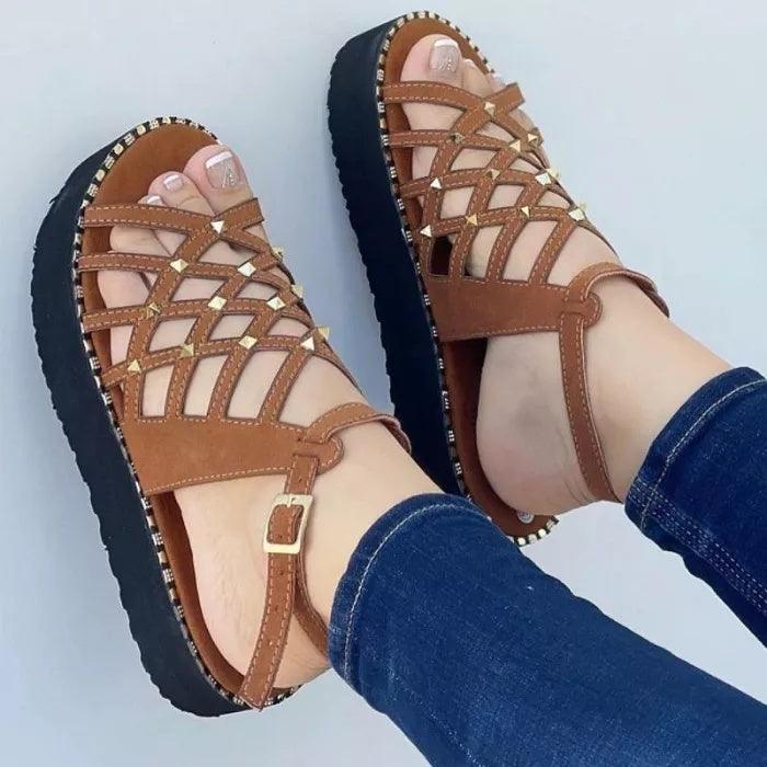 Women's Cutout Toe Platform Sandals cj