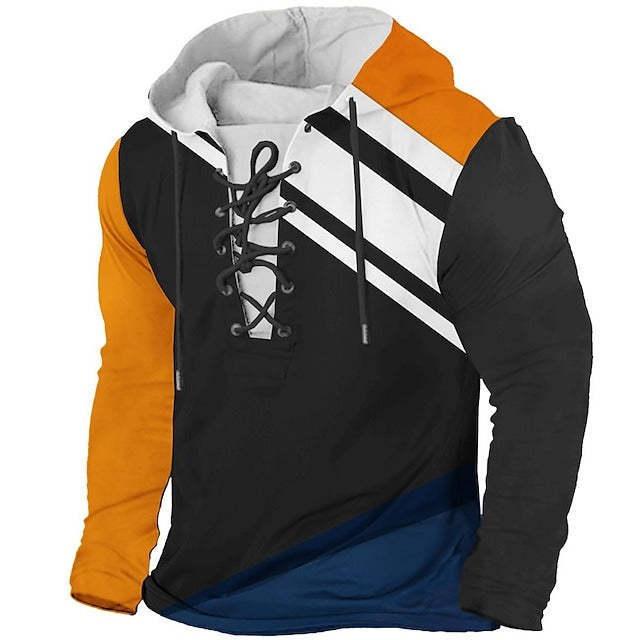 Retro Flag Print Hooded Long Sleeves cj