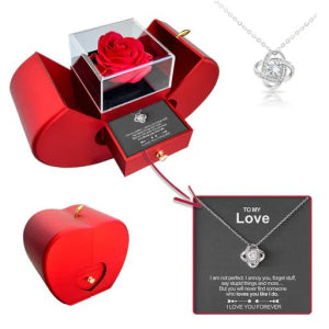 Red Apple Eternal Rose Jewelry Box with Necklace