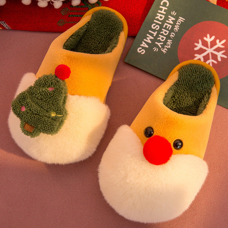 Winter Plush Slippers Christmas Cute Santa Claus And Christmas Tree Slipper Warm Anti-Slip House Shoes For Women cj