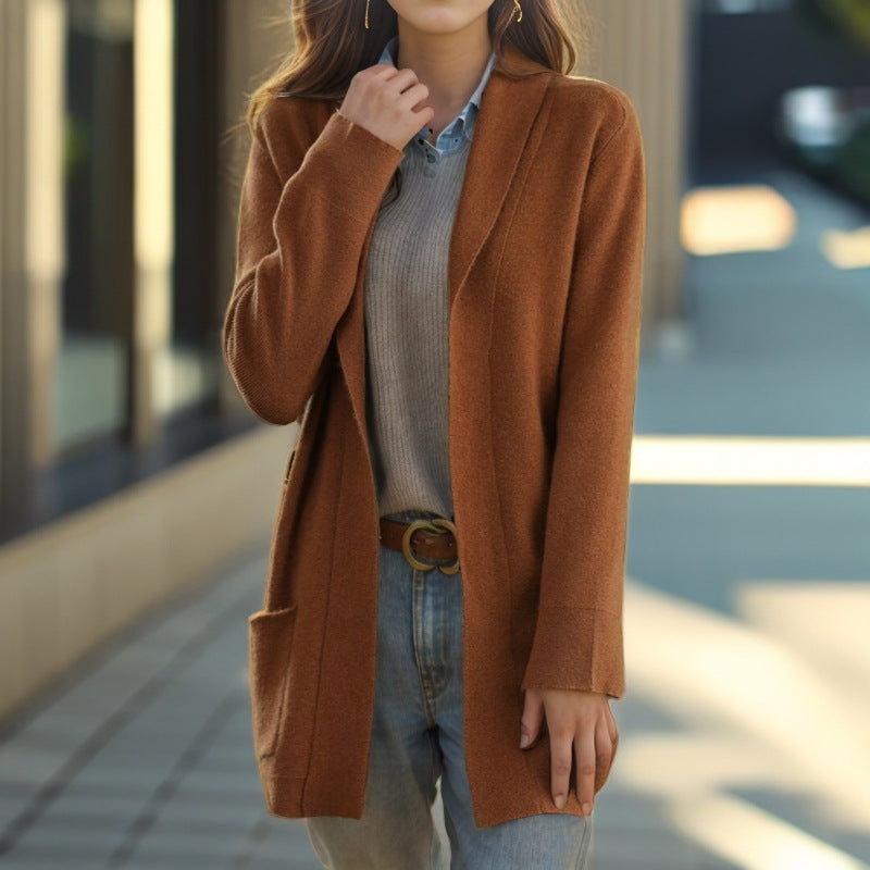 Loose Pockets Sweater Coat For Women