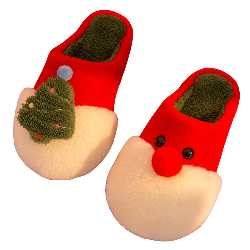 Winter Plush Slippers Christmas Cute Santa Claus And Christmas Tree Slipper Warm Anti-Slip House Shoes For Women cj