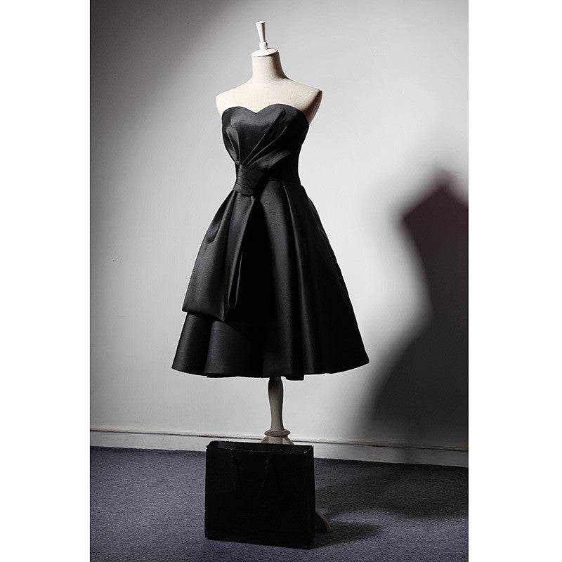Black Satin Bra Mini Dress — Bandage, Sleeveless & Zip-Up