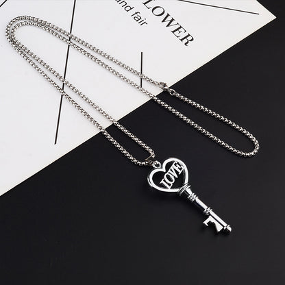 Stainless Steel Necklaces Sweet Heart Key Pendants Choker Chain Korean Fashion Jewelry For Women Jewelry Gifts