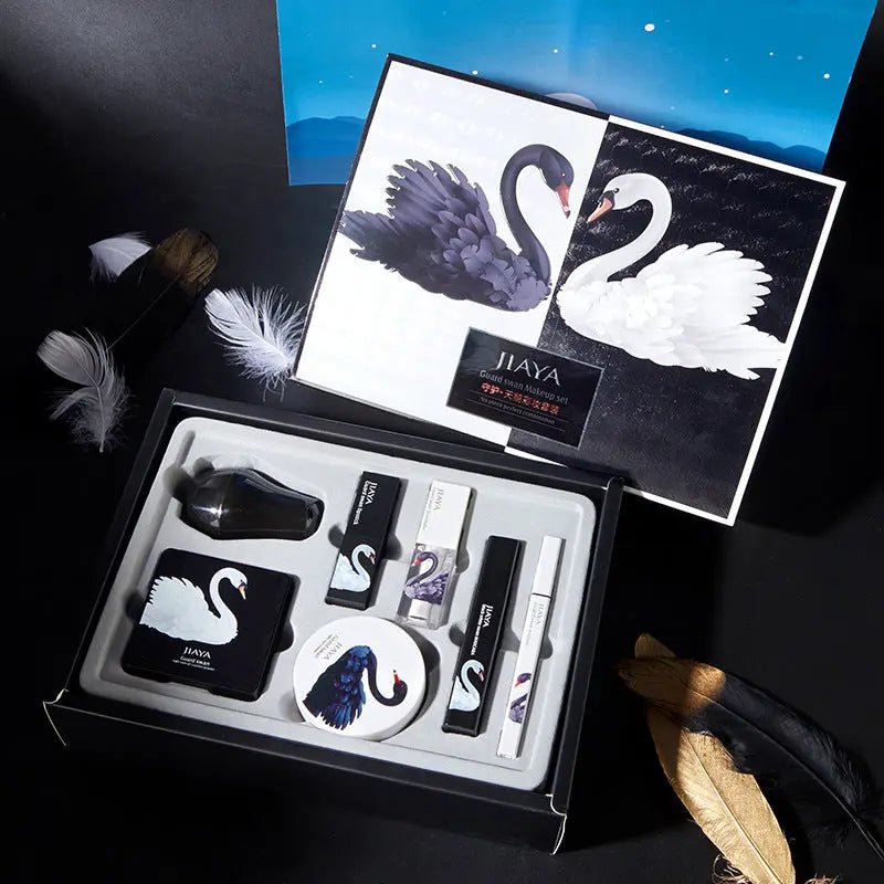 Black And White Swan Makeup Set Cushion bb Cream Makeup Powder Lipstick Seven - piece Gift Box - Shop with VannyBlack And White Swan Makeup Set Cushion bb Cream Makeup Powder Lipstick Seven - piece Gift BoxWoman/Make upShop with VannycjBlack And White Swan Makeup Set Cushion bb Cream Makeup Powder Lipstick Seven - piece Gift Box For Beginners cj