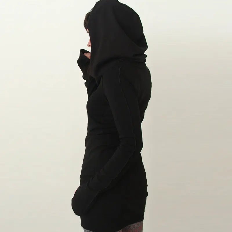 Black Novelty Hoodies Dress Women Autumn Winter Gothic Dresses Hole Long Sleeve Loose Hoodies Mini Dress - Shop with VannyBlack Novelty Hoodies Dress Women Autumn Winter Gothic Dresses Hole Long Sleeve Loose Hoodies Mini DressHoodiesShop with VannycjBlack Novelty Hoodies Dress Women Autumn Winter Gothic Dresses Hole Long Sleeve Loose Hoodies Mini Dress cj