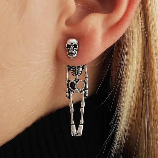Halloween Skull Simulation Human Skeleton Detachable Stud Earrings cj
