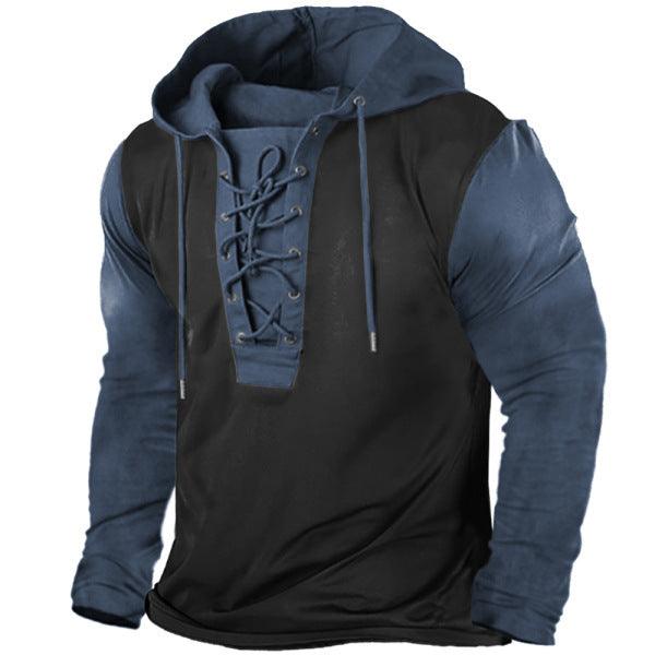 Retro Flag Print Hooded Long Sleeves cj