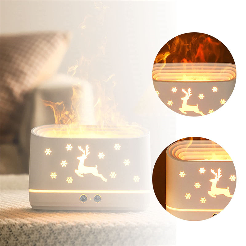 Elk Flame Humidifier Diffuser Mute Household Atmosphere Lamp Christmas Home Decorations cj