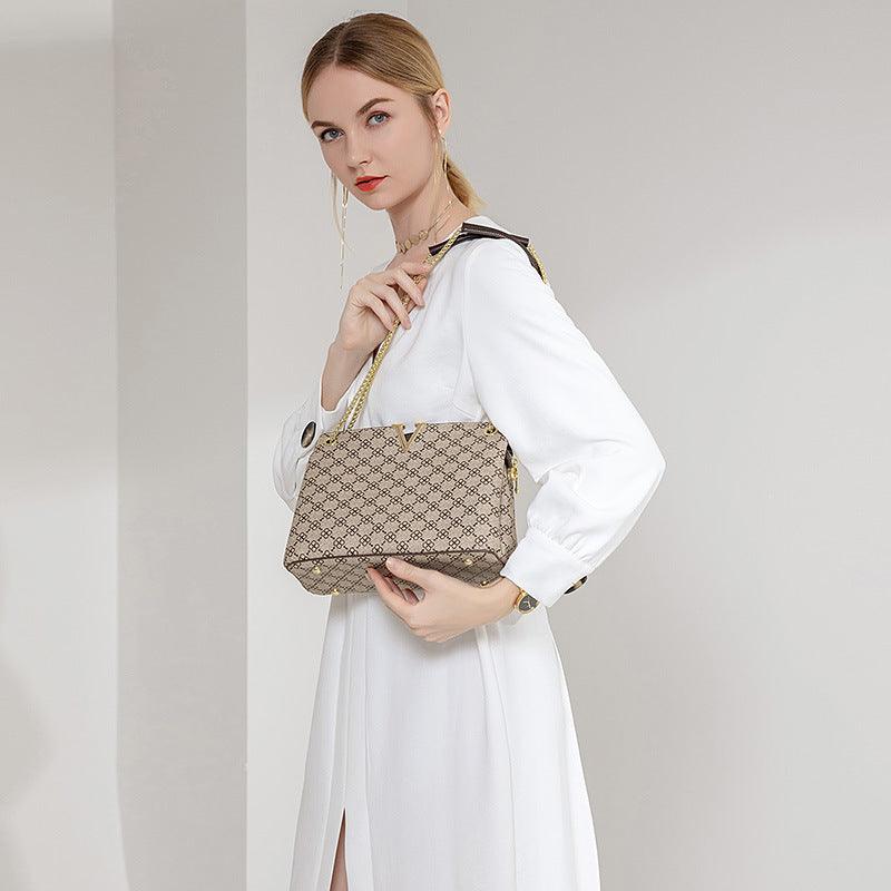 Printed Underarm One Shoulder Cross-body Chain Handbag Female cj