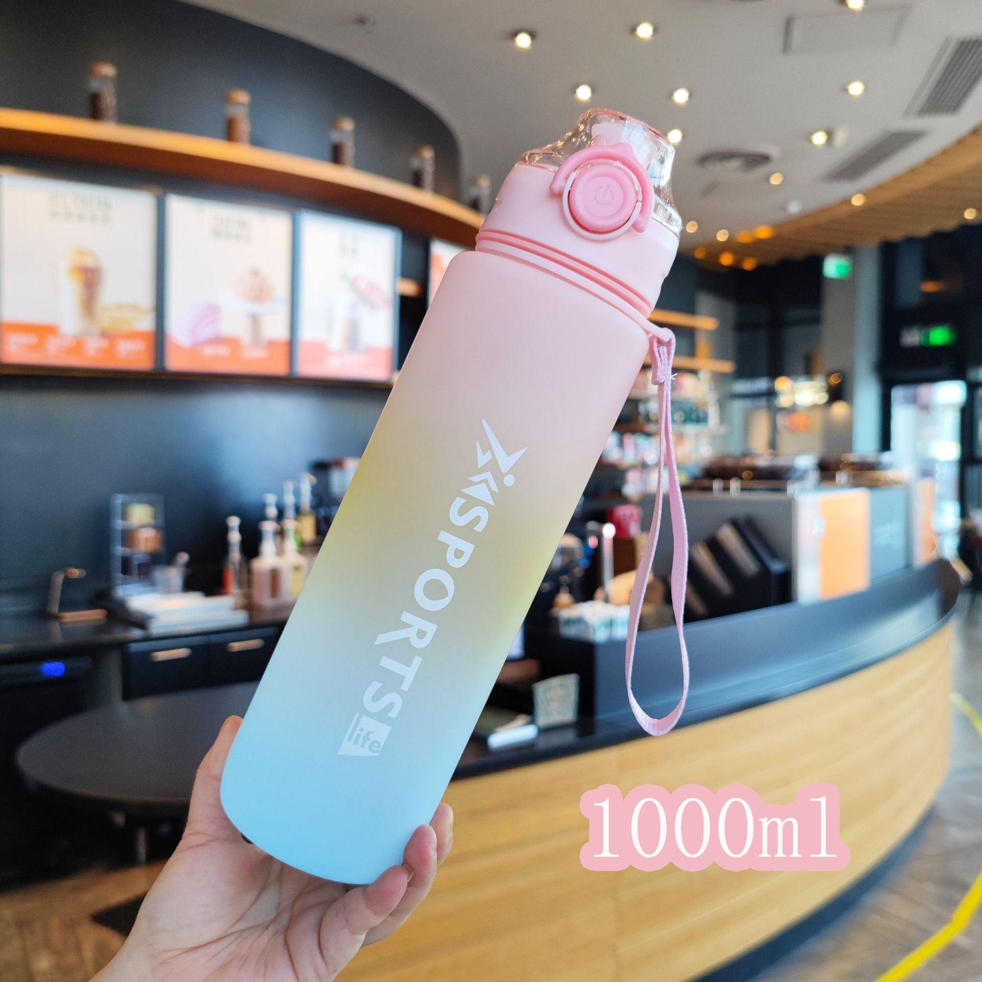 Rainbow Gradient Large Capacity 1L Sports Fitness Cup cj