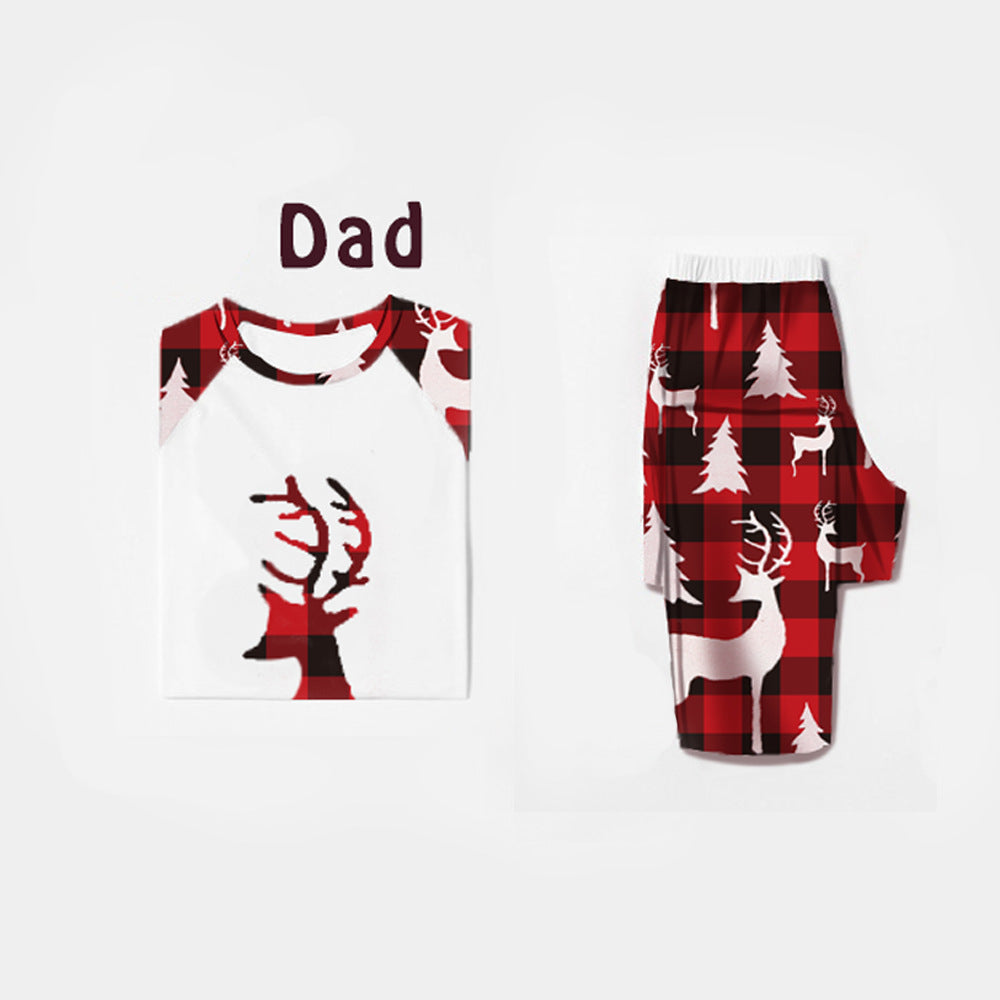 Christmas European And American Christmas Deer Head Print Parent-child Home Service Suit cj