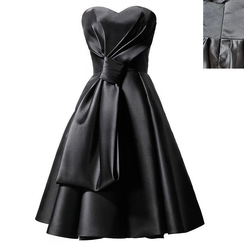 Black Satin Bra Mini Dress — Bandage, Sleeveless & Zip-Up
