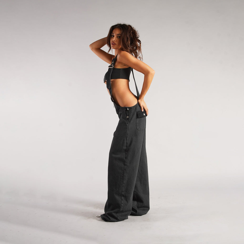 Y2K Denim Overalls – Vintage Baggy Jumpsuit with Adjustable Straps