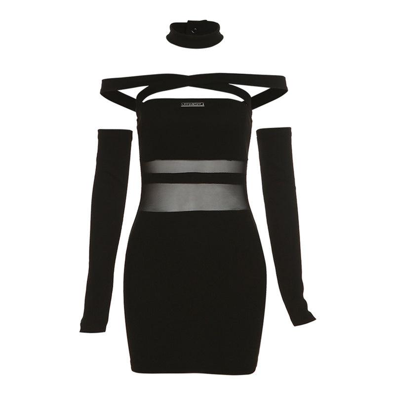 Straight Neck Sexy Backless Dress Woman cj